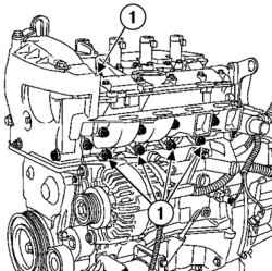 2.3.8 Снятие и установка топливораспределительной рампы и форсунок (двигатель К4М)
